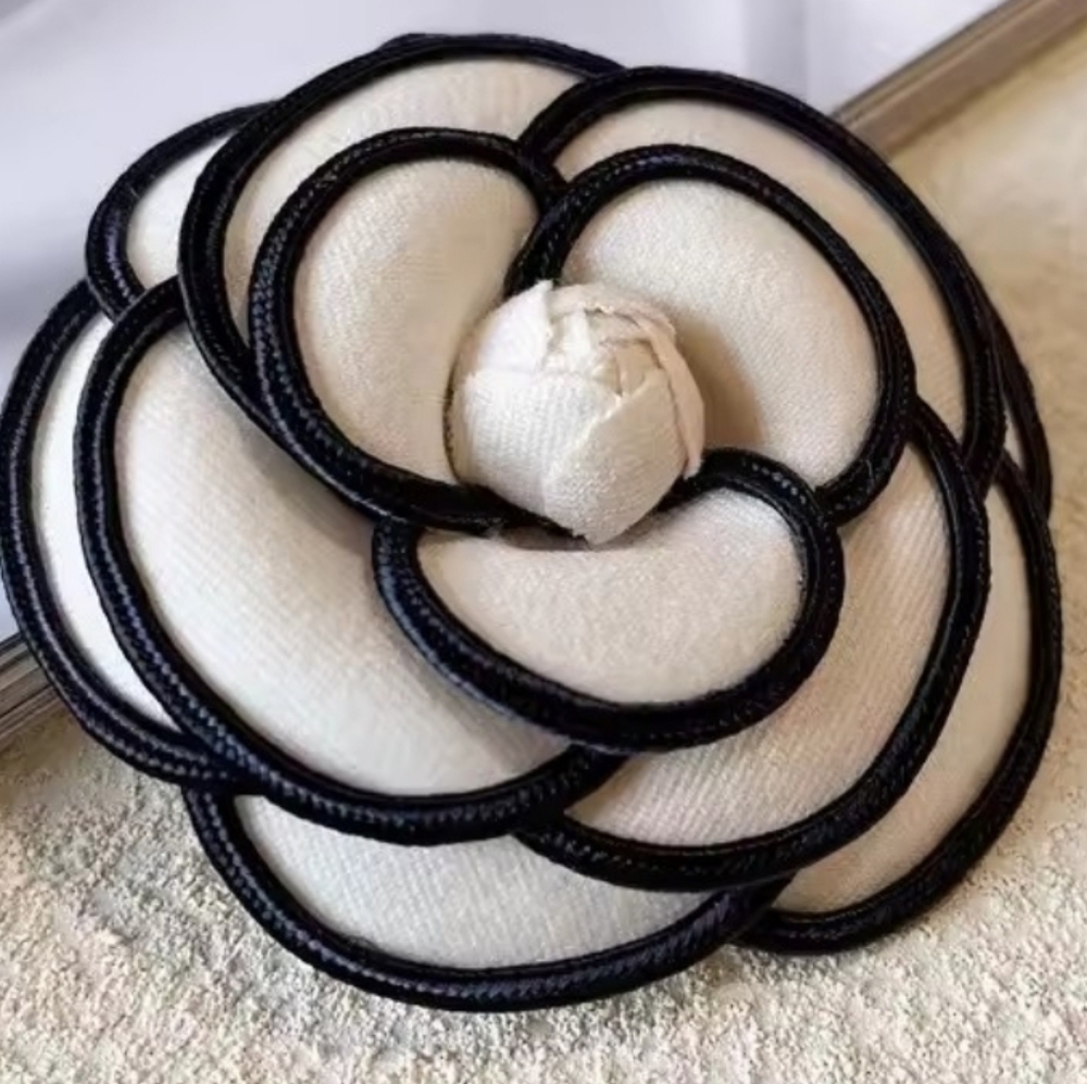 Chanel Style Camelia Hair Clip & Brooch, Off-white,NEW